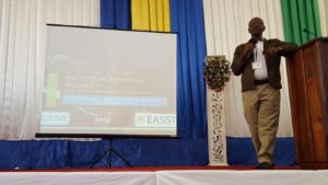 Below: Dr. Kizito Omala presents on the need for openness in academic research and publishing during the research transparency workshop that took place as part of the EASST 2016 Impact Evaluation Workshop and Evidence Summit.